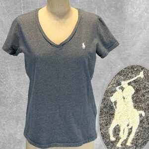 Polo Ralph Lauren Heather gray women’s tshirt v‎ neck short sleeve 100% cotton